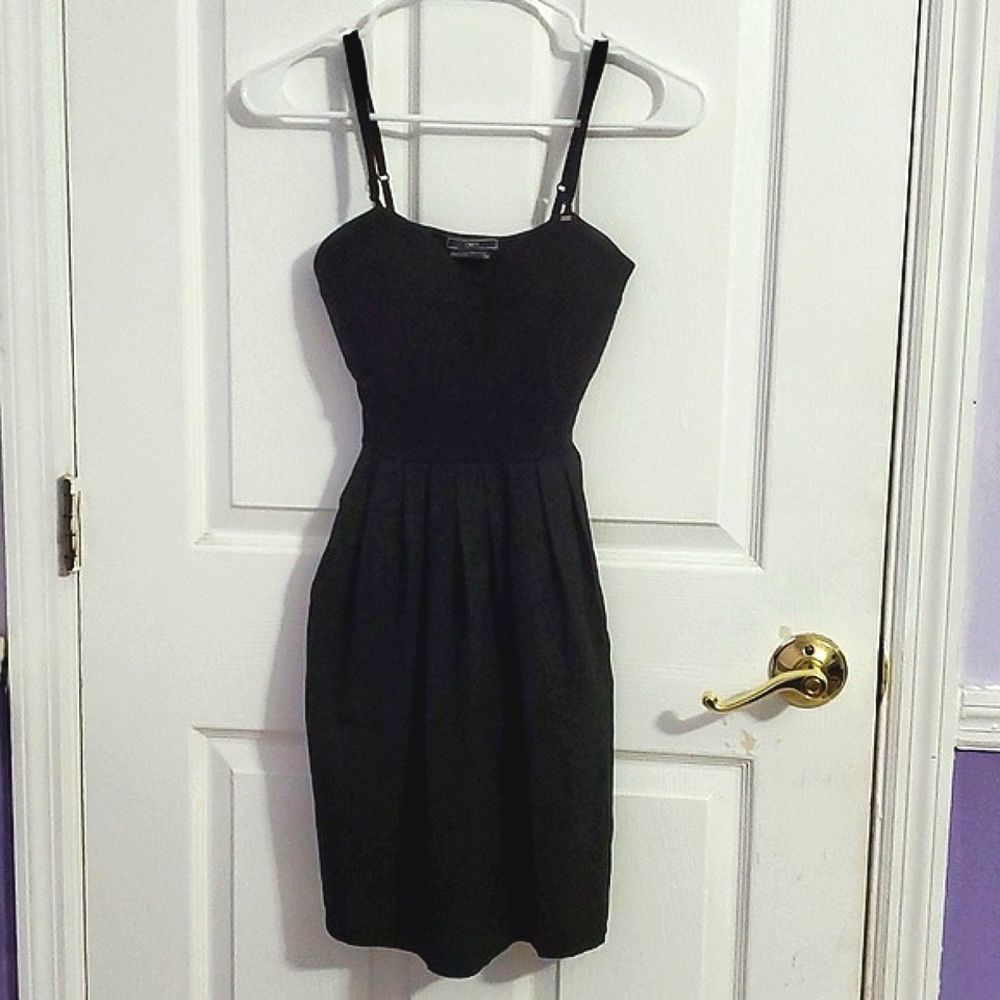 OBEY Party Evening Black Sweetheart Flowy Pleated Mini Dress XS